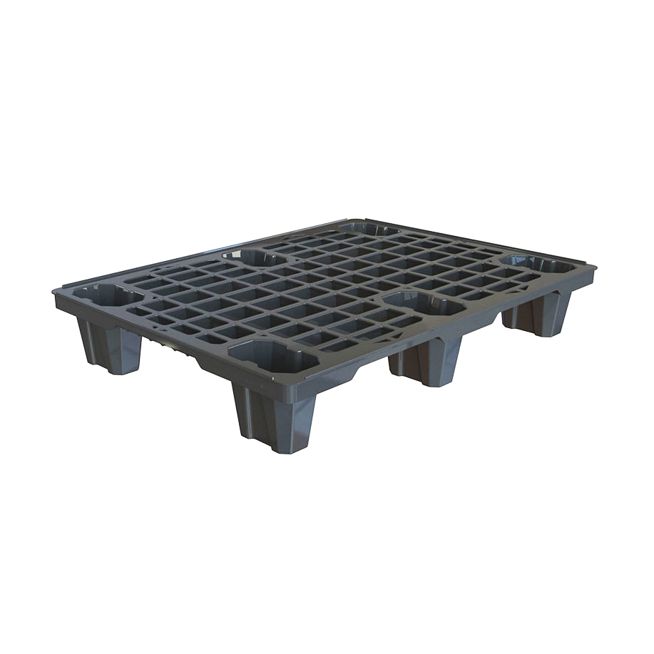 24 x 32 Nestable Plastic Semi Pallet w/ Safety Lip - Black