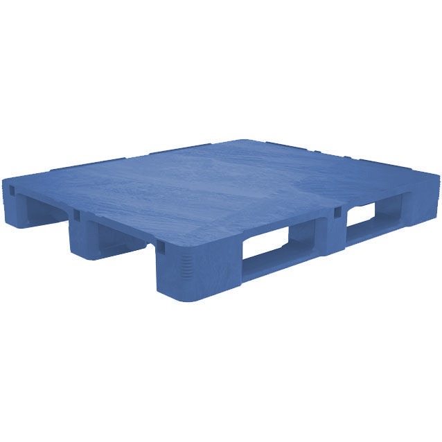 40 x 48 Rackable FDA HD Closed Deck Plastic 3-Runner Pallet - Blue