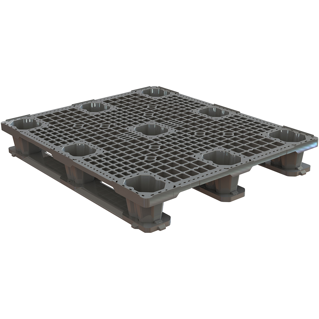 40 x 48 Neptune Rackable Mid-Duty Plastic Pallet - 3 Runner - Unassembled