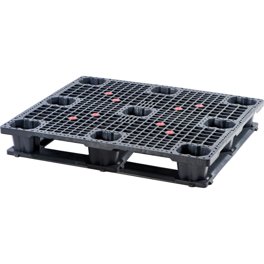 40 x 48 Neptune Rackable Stackable Mid-Duty Plastic Pallet - 6 Runner - Unassembled
