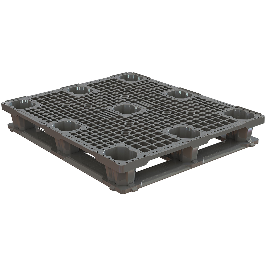 40 x 48 Neptune Rackable Stackable Mid-Duty Plastic Pallet With Lip - 6 Runner - Unassembled