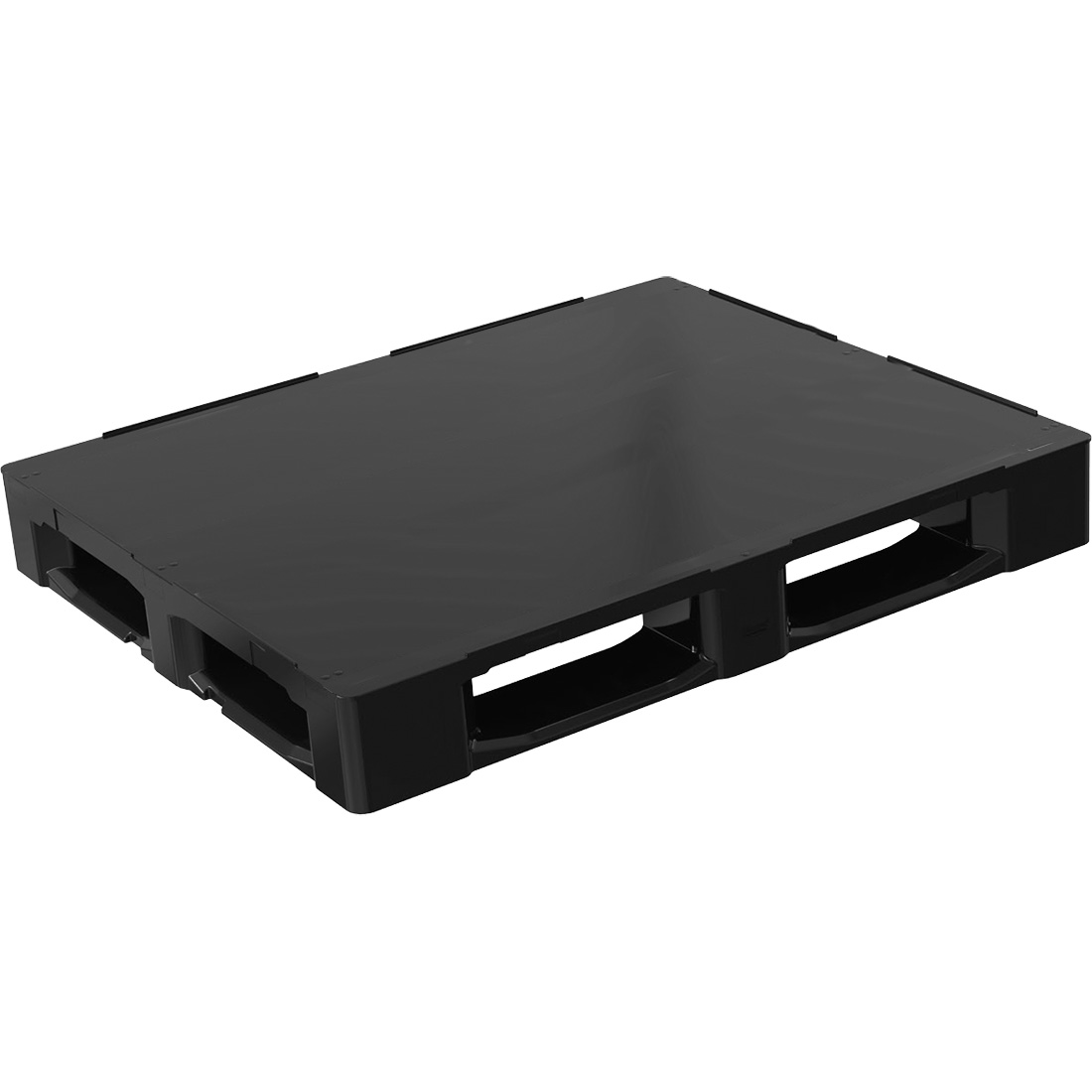 40 x 48 Rackable Solid Deck Plastic Pallet - No Safety Lip - 5 Runners - Black