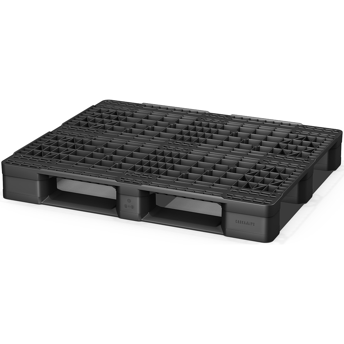 40 x 48 CABKA Rackable / Stackable Open Deck Plastic Pallet - 3 Runners - Black