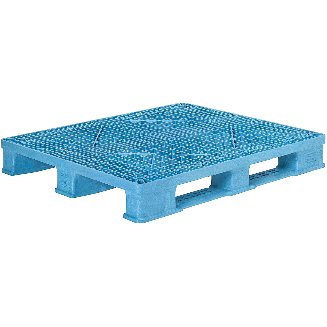 40 x 48 Stackable FDA FM Approved Fire Retardant 3 Runner Plastic Pallet - Blue