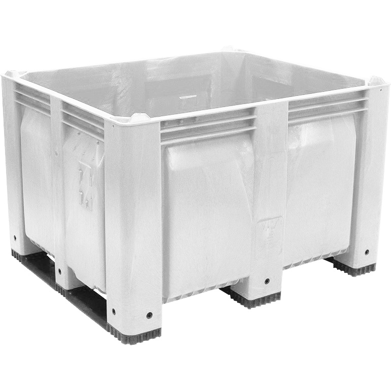 40 x 48 x 31 Solid Wall Container w/ Short Side Runners - White