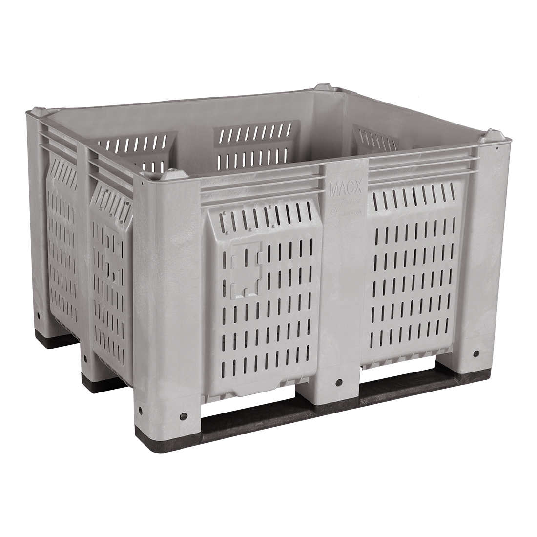 40 x 48 x 31 Vented Container Bin - Long Side Runners - Grey