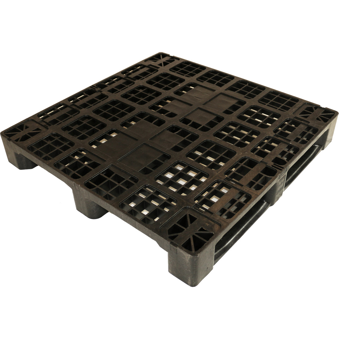 43 x 43 Rackable Stackable Plastic Pallet - Black - 3 Runners w/Lip