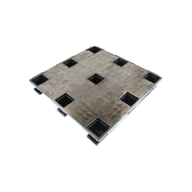 43 x 43 Solid Deck Stackable 3-RunnerPlastic Pallet w/ Safety Lip - Unassembled