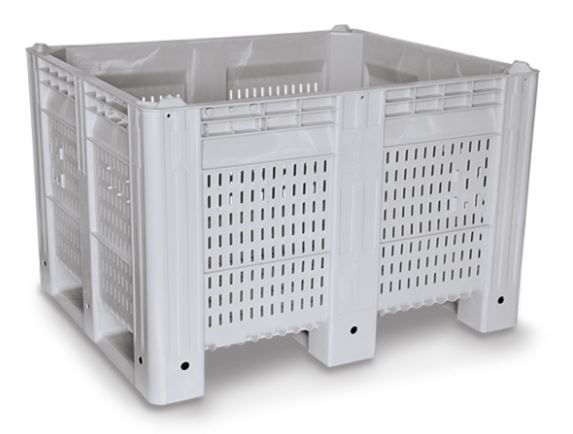 40 x 48 x 31 Vented Plastic Container Bin - 3 Runners - Grey