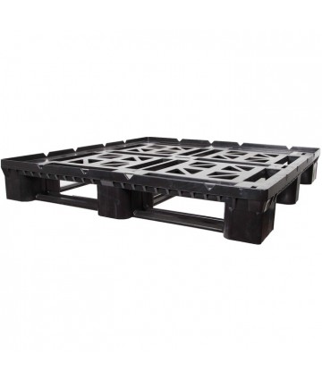 45 x 48 Heavy Duty Rackable Stackable Plastic Pallet - Full Perimeter Lip Greystone R4845-FP OWS PP-O-45-SD-FP Repose Top
