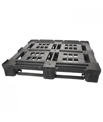 45 x 48 Heavy Duty Rackable Stackable Plastic Pallet - Intermittent Perimeter Lip Greystone R4845-IL OWS PP-O-45-SD-IL Repose Top