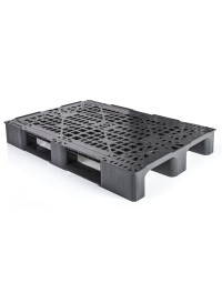 32 x 48 Rackable Stackable Plastic Euro Pallet With Lip- 3 Runner Plasgad RMP 1200 x 800 OD (With Lip) OWS PP-O-3248-RMP-L-Black Repose - Top