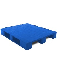 40 x 48 Rackable Solid Deck Plastic Pallet w/ Safety Lip - 3 Runners + 3 Rods - Blue - Plasgad DA3907C21 - PG1090 Plastic Pallet Blue PP CD w.Rim 3S 3M R OWS PP-S-4048-R.3R-Blue.003 - Repose Top