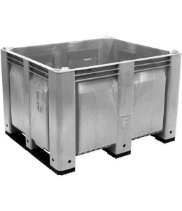40 x 48 x 31 Solid Wall Container w/ Short Side Runners - White - OWS CP-S-40-F-SS-Grey - Standing