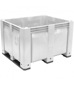 40 x 48 x 31 Solid Wall Container w/ Short Side Runners - White - OWS CP-S-40-F-SS-White - Standing