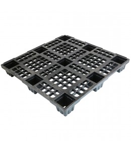 43.3 x 43.3 Nestable Plastic Pallet w/ Safety Lip - Medium Duty - Black - OWS PP-O-4343-NM9 Plasgad PG1111-7 - Repose Top