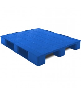 40 x 48 Rackable Solid Deck Plastic Pallet w/ Safety Lip - 3 Runners + 3 Rods - Blue - Plasgad DA3907C21 - PG1090 Plastic Pallet Blue PP CD w.Rim 3S 3M R OWS PP-S-4048-R.3R-Blue.003 - Repose Top
