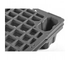 24 x 32 Nestable Plastic Semi Pallet - Black - OWS PP-O-24-NL2 Plasgad DI2209001 PG220 Semi Pallet Black - Repose Top Stacked Closeup