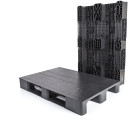 32 x 48 Rackable Stackable Closed Deck Plastic Euro Pallet - 3 Runner Plasgad PG660 RMP 1208 OWS PP-S-3248-RMP Repose - Top + Bottom