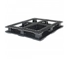 40 x 48 Rackable / Stackable Mid-Duty 6 Runner Plastic Pallet With Lip - Assembled - Black - OWS PP-O-40-RX7A-L Repose Bottom