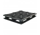 40 x 48 Rackable / Stackable Mid-Duty 6 Runner Plastic Pallet With Lip - Assembled - Black - OWS PP-O-40-RX7A-L Repose Top