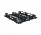 40 x 48 Stackable Mid-Duty 3 Runner Plastic Pallet With Safety Lip - Assembled - Black - OWS PP-O-40-SM7A-L - Repose Bottom