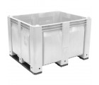 40 x 48 x 31 Solid Wall Container w/ Short Side Runners - White - OWS CP-S-40-F-SS-White - Standing