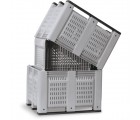 40 x 48 x 31 Vented Container Bin - Long Side Runners - Grey CP-O-40-F-LS Grey MACX Vented Containers Grey Nested Bottom Venting View