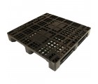 43 x 43 Rackable Stackable Plastic Pallet - Black - 3 Runners - DIRML9001 - PP-O-4343-R1.3R-Black Repose Top