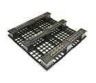 43 x 43 Stackable Plastic Pallet w_ Safety Lip - 3 Runners - Black - OWS PP-O-4343-SM9 Plasgad Pallet 1111 + 3 Runners - Repose Bottom