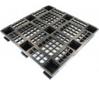 43 x 43 Stackable Plastic Pallet w_ Safety Lip - 3 Runners - Black - OWS PP-O-4343-SM9 Plasgad Pallet 1111 + 3 Runners - Repose Top