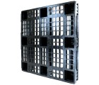 43 x 43 Stackable Plastic Pallet w_ Safety Lip - 3 Runners - Black - OWS PP-O-4343-SM9 Plasgad Pallet 1111 + 3 Runners - Standing
