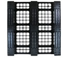 43 x 43 Stackable Plastic Pallet w_ Safety Lip - 3 Runners - Black - OWS PP-O-4343-SM9 Plasgad Pallet 1111 + 3 Runners - Standing Bottom Headon