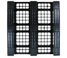 4PG4343 Assembled Plastic Pallet 43X43 Black Par.Rim OD + 3 Skids - Standing Bottom Headon