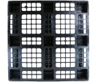 43 x 43 Stackable Plastic Pallet w_ Safety Lip - 3 Runners - Black - OWS PP-O-4343-SM9 Plasgad Pallet 1111 + 3 Runners - Standing Top Headon