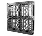 48 x 48 Rackable Stackable Reinforced Plastic Pallet - 5 Rods - Greystone OS.48.48.6R5 OWS PP-O-48-R2.005 Standing 3-4