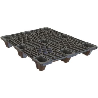 32 x 48 Nestable Euro Pal 3 Plastic Pallet w/ Lip - Black - OWS PP-O-32-N3 Plasgad 805 PLus DIPL89703 - Repose Top