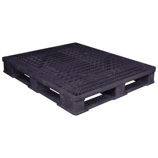 40 x 48 Rackable Plastic Pallet with Lip - Polymer Solutions ProGenic 6 with Lip Black OWS PP-O-40-R4-L-Black Repose Top
