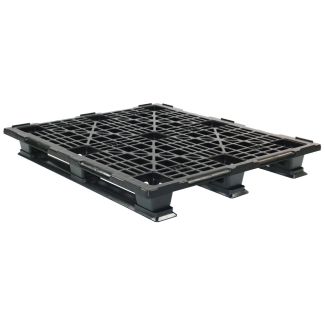 40 x 48 Stackable Mid-Duty 3 Runner Plastic Pallet With Safety Lip - Assembled - Black - OWS PP-O-40-SM7-L - Repose Top