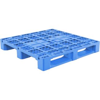 43 x 43 Rackable Stackable Plastic Pallet w/Metal Rods - Blue - 3 Runners - DARML4001 - PP-O-4343-R1.3R.003-Blue Repose Top