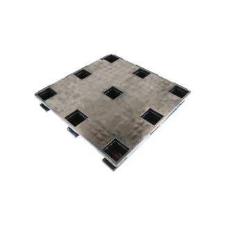 45 x 45 Closed Deck Stackable Plastic Pallet w Safety Lip and 3 Runners - Black - Unassembled - OWS PP-O-4545-SM9 Plasgad Pallet PG4545 DI445 + 3 Runners - Repose Top