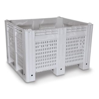 40 x 48 x 31 Vented Plastic Container Bin - 3 Runners - Grey