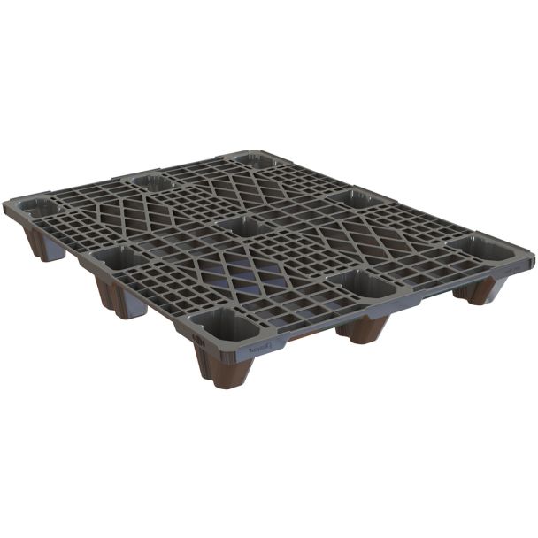32 x 48 Nestable Euro Pal 3 Plastic Pallet w/ Lip - Black - OWS PP-O-32-N3 Plasgad 805 PLus DIPL89703 - Repose Top