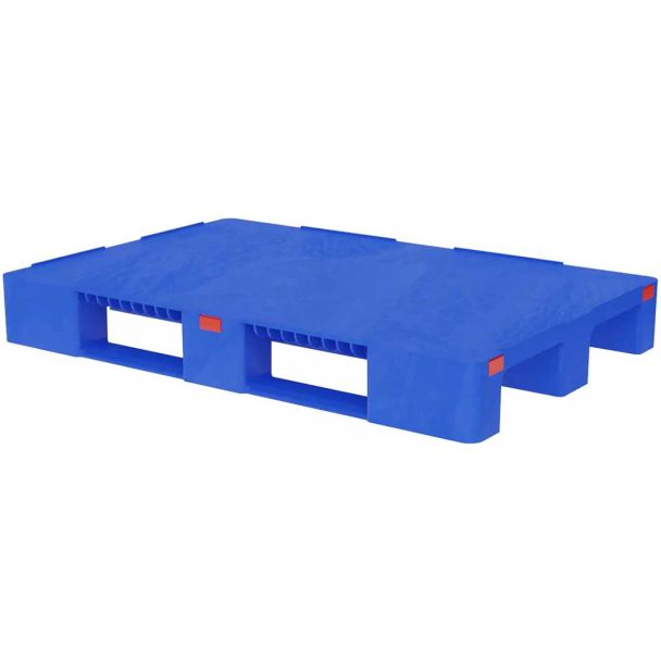 32 x 48 Reinforced Rackable Stackable Solid Deck Euro FDA 3 Runner Pallet w/ Lips Blue PP-S-3248-R9.003-Blue Dolav Reinforced MV800 5210100000-BL Top