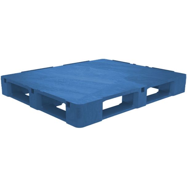 40 x 48 Rackable FDA HD Closed Deck Plastic Pallet - Blue w/Lip Plugs- Decade RACX HD OWS PP-S-40-R5FDAHD-Blue-Lip-Plugs - Repose Top