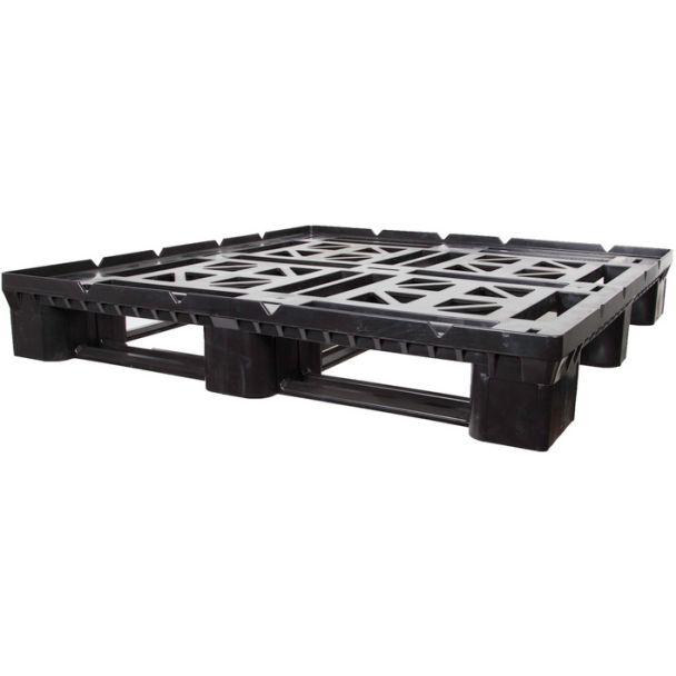 45 x 48 Heavy Duty Rackable Stackable Plastic Pallet - Full Perimeter Lip Greystone R4845-FP OWS PP-O-45-SD-FP Repose Top