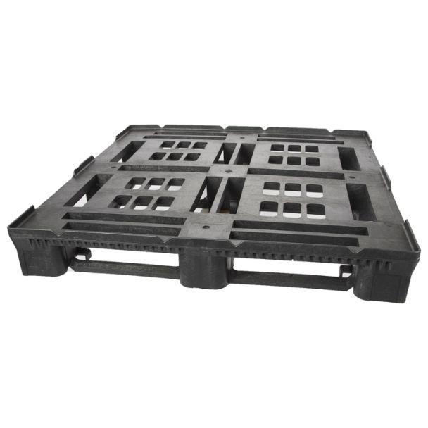 45 x 48 Heavy Duty Rackable Stackable Plastic Pallet - Intermittent Perimeter Lip Greystone R4845-IL OWS PP-O-45-SD-IL Repose Top