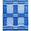 40 x 48 Mid-Duty Stackable 6 Runner Plastic FDA Pallet - Blue - Plasgad PG140 Blue OWS PP-O-40-S-140-Blue Standing Bottom