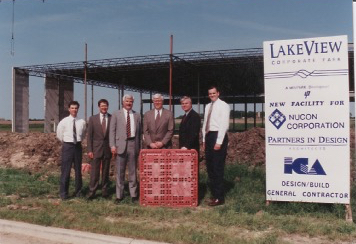 Governor Tommy Thompson attends the Nucon plant's groundbreaking ceremony.